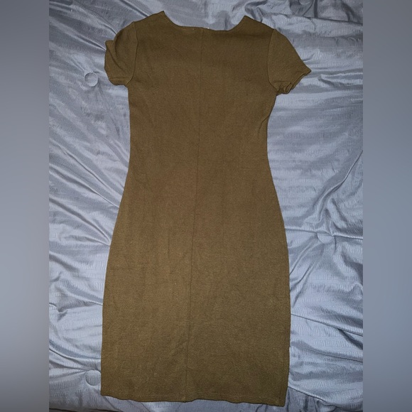 Forever 21 Dress Medium Olive Green Form Fitting Body Con - Picture 3 of 3